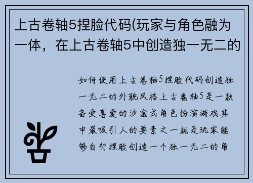 上古卷轴5捏脸代码(玩家与角色融为一体，在上古卷轴5中创造独一无二的外貌风格！)